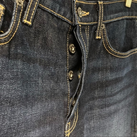 CARMAR Sz 26 High Rise Dark Wash  Raw Distressed Hem Button Fly Ankle Jeans - Picture 2 of 11